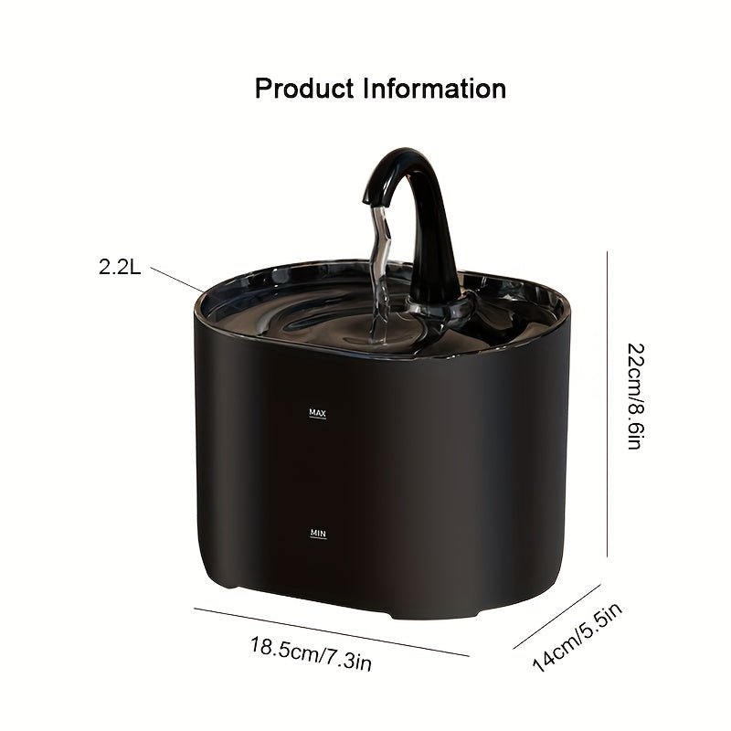 2.2L Automatic Cat Water Fountain – Quiet Running Water Dispenser with Water Level Window
