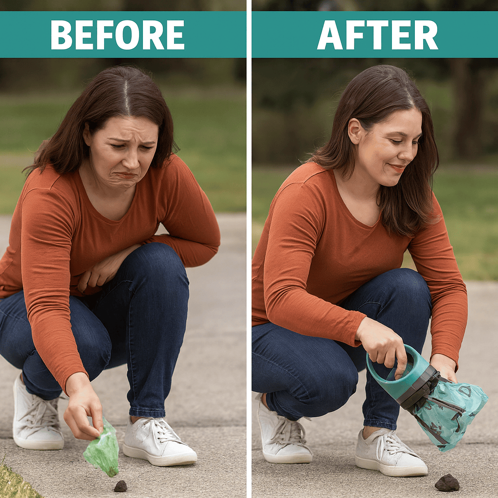 Portable Dog Poop Scooper – No-Touch Waste Picker with Bag Dispenser