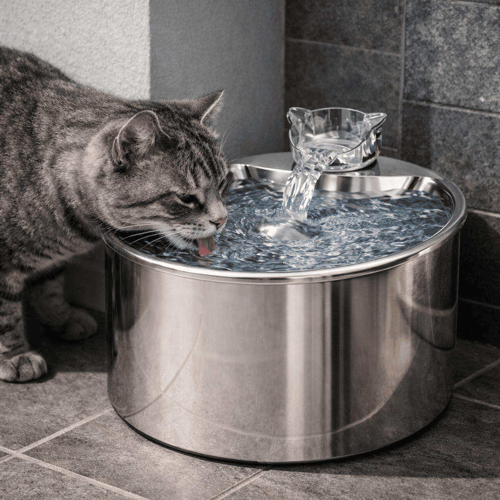2L Stainless Steel Smart Water Dispenser for Pets, Automatic Water Feeder for Cats And Dogs, Without Battery