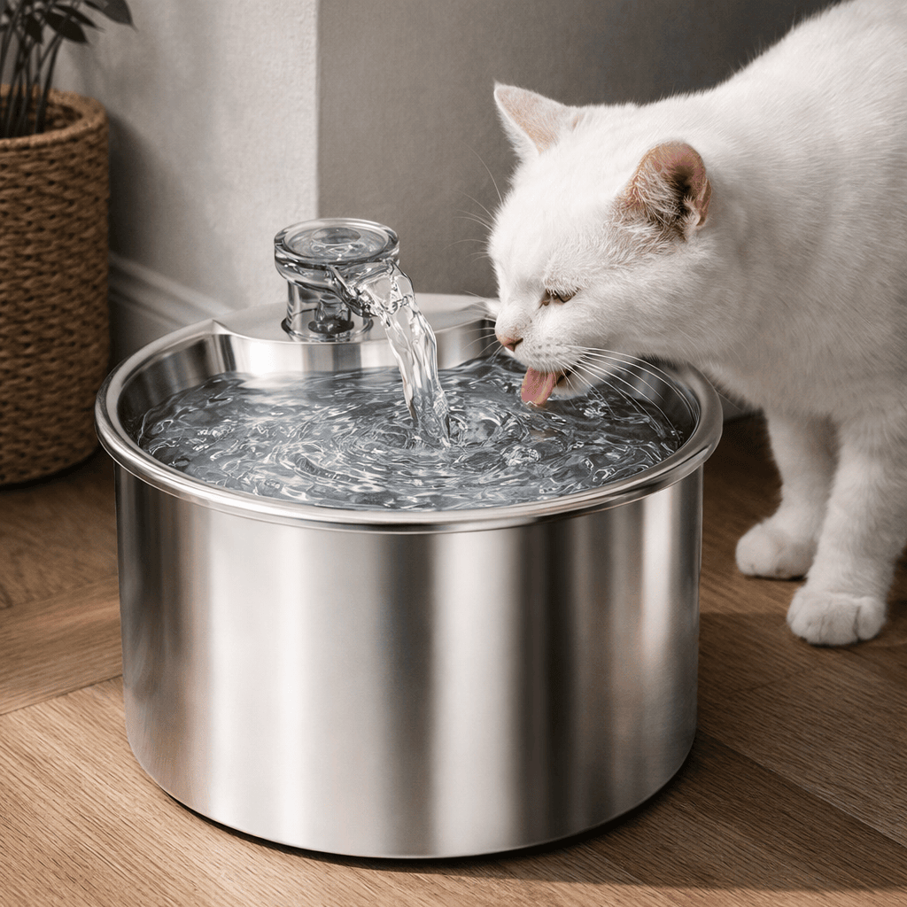2L Stainless Steel Smart Water Dispenser for Pets, Automatic Water Feeder for Cats And Dogs, Without Battery