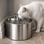 2L Stainless Steel Smart Water Dispenser for Pets, Automatic Water Feeder for Cats And Dogs, Without Battery