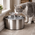 2L Stainless Steel Smart Water Dispenser for Pets, Automatic Water Feeder for Cats And Dogs, Without Battery
