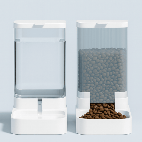 Automatic Pet Feeder & Water Bowl – Transparent Gravity Dispenser