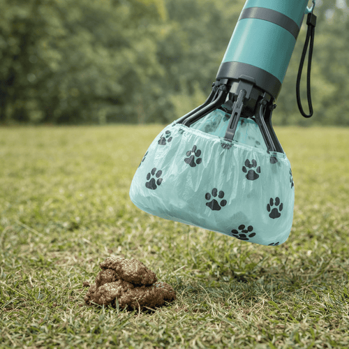 Portable Dog Poop Scooper – No-Touch Waste Picker with Bag Dispenser