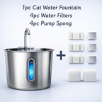 Stainless Steel Cat Water Fountain 2.2L – Automatic, Ultra Quiet Pet Water Dispenser with Filter & LED