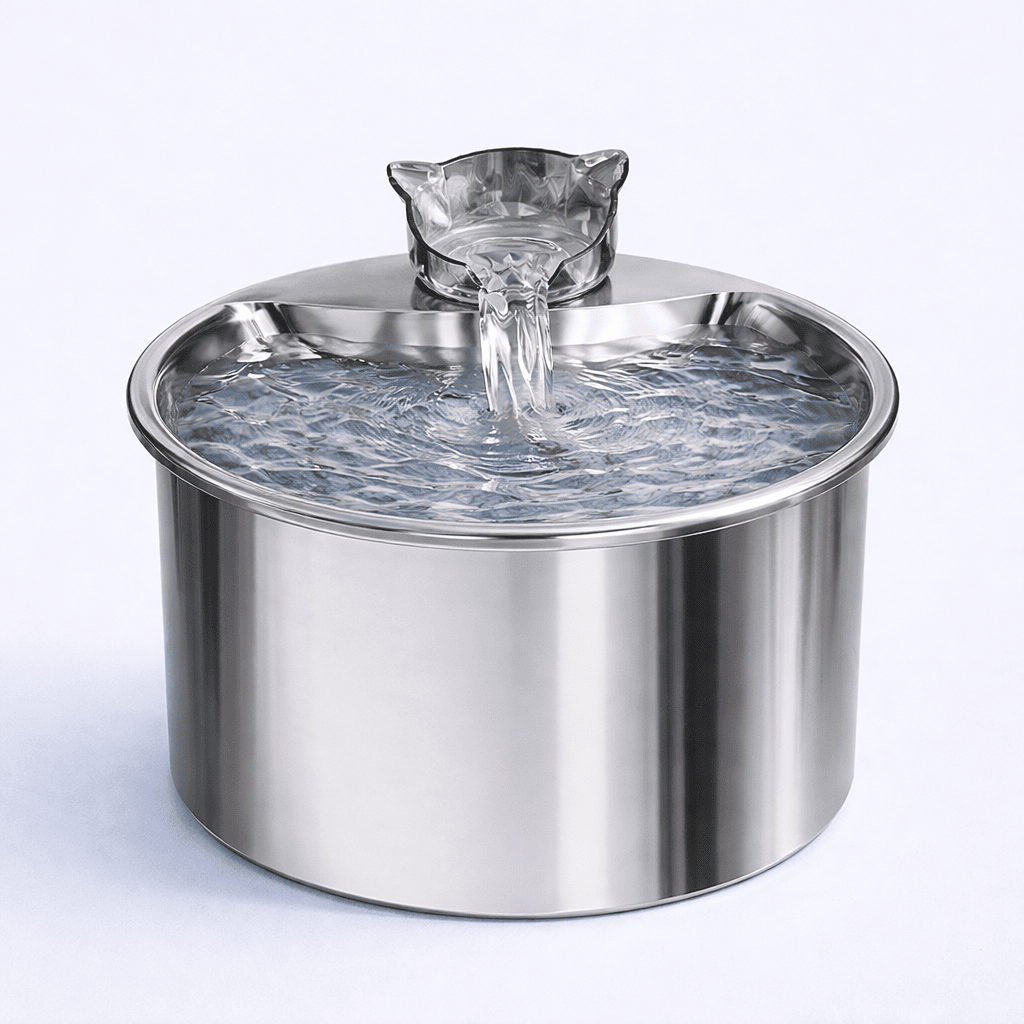 2L Stainless Steel Smart Water Dispenser for Pets, Automatic Water Feeder for Cats And Dogs, Without Battery