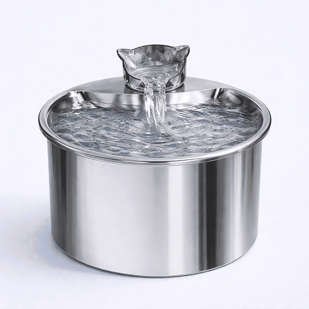 2L Stainless Steel Smart Water Dispenser for Pets, Automatic Water Feeder for Cats And Dogs, Without Battery