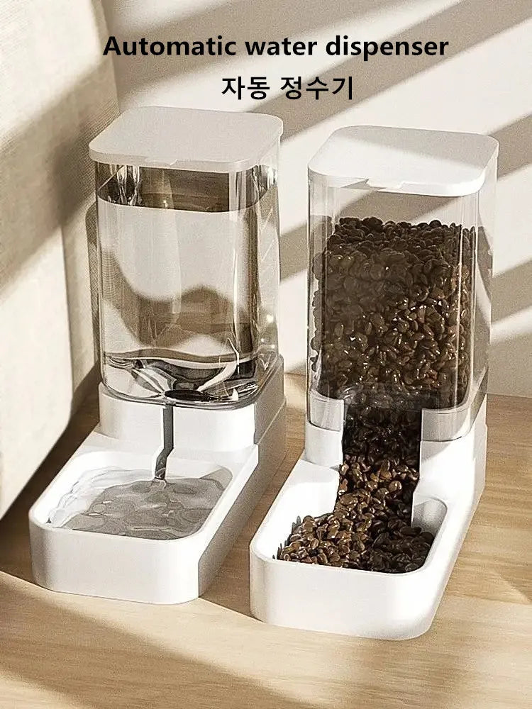 Automatic Pet Feeder & Water Bowl – Transparent Gravity Dispenser