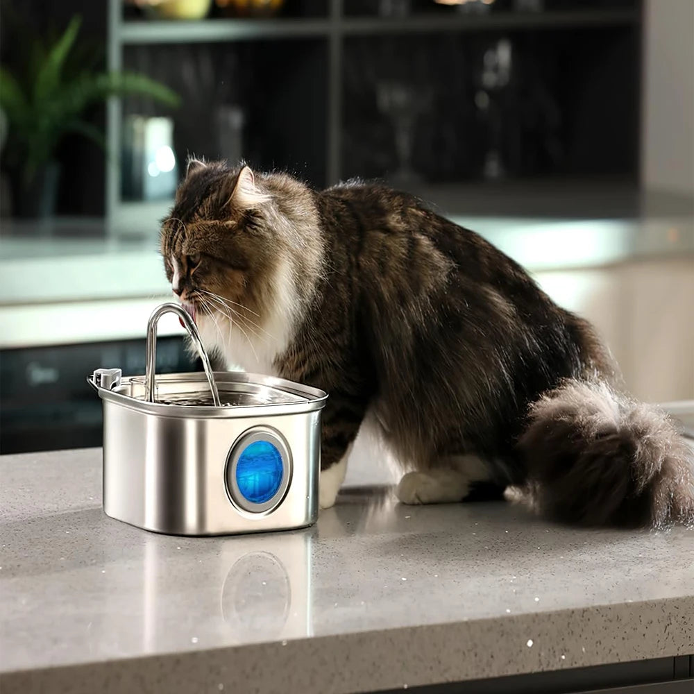 3.2L Stainless Steel Pet Water Fountain – Smart Auto Dispenser