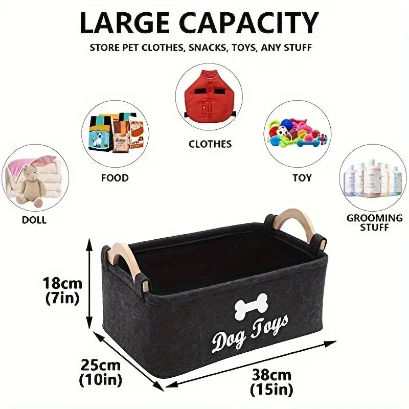Felt Pet Toy Storage Box – Dog & Cat Organizer