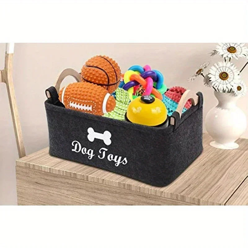 Felt Pet Toy Storage Box – Dog & Cat Organizer