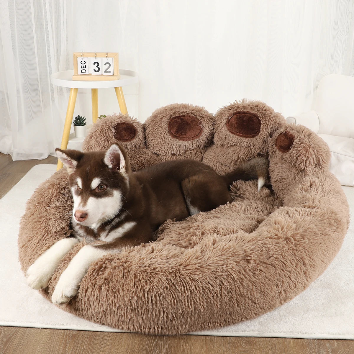 Fluffy Winter Dog Bed – Soft Warm Sofa-Style Pet Cushion for Dogs & Cats
