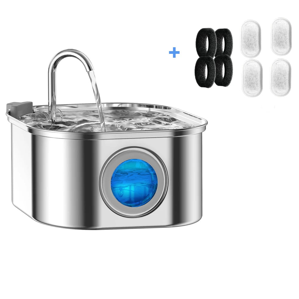 3.2L Stainless Steel Pet Water Fountain – Smart Auto Dispenser