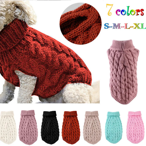 New Pet Small Pet Dog Clothesa Sweater Fashion Autumn Winter Solid Fried Dough Twists Knitting Warm Comfort Clothing