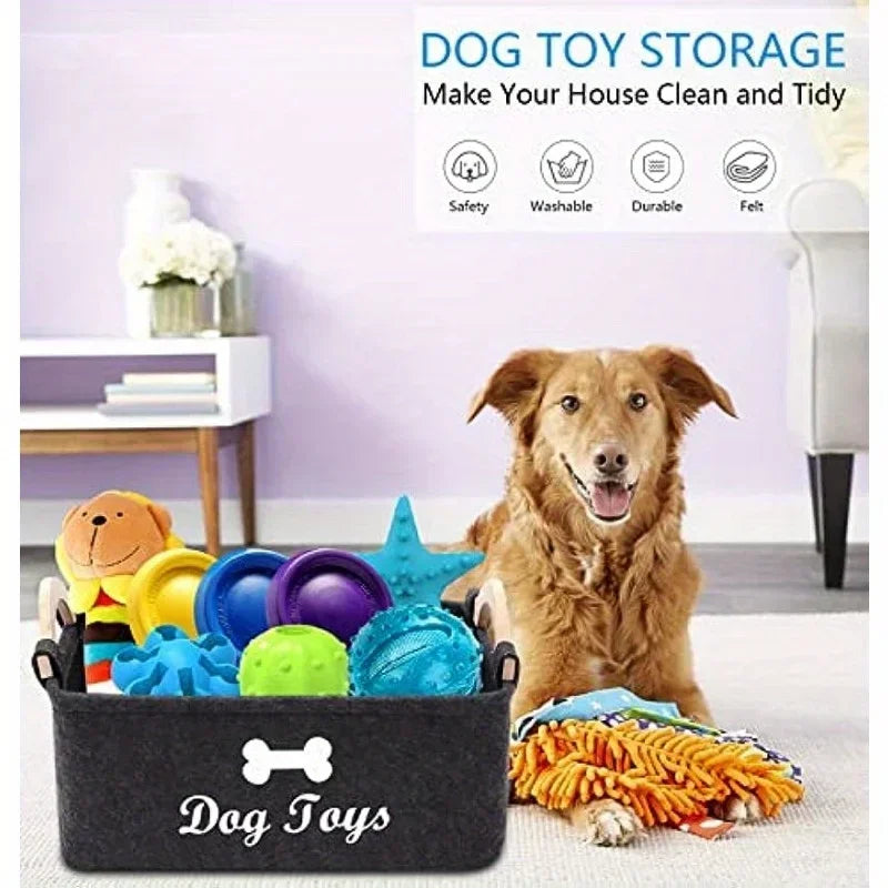 Felt Pet Toy Storage Box – Dog & Cat Organizer
