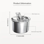 2L Stainless Steel Smart Water Dispenser for Pets, Automatic Water Feeder for Cats And Dogs, Without Battery